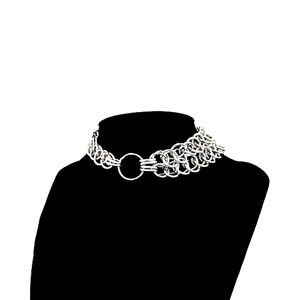 custom made by hand o ring half persian double layer chainmail necklace